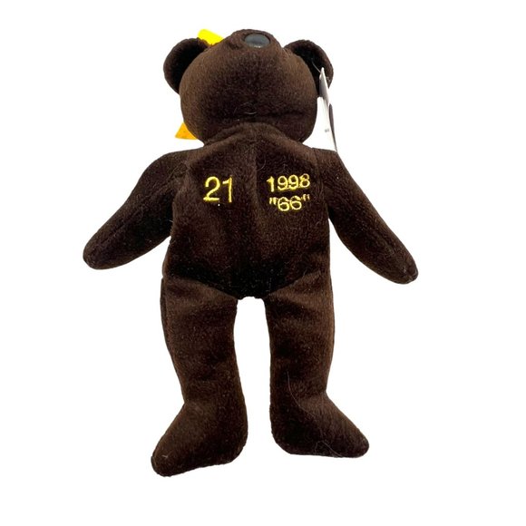 Babe Ruth Bamm Beanos #21 Plush 1998 Bean Bag Baby Bambino Teddy Bear Plush Stuf - Picture 3 of 9